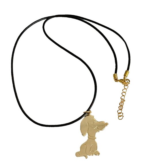 Vintage Snoopy Necklace Pendant Gold Tone Peanuts Cartoon Dangle Dog Peanuts 24" - Picture 4 of 12